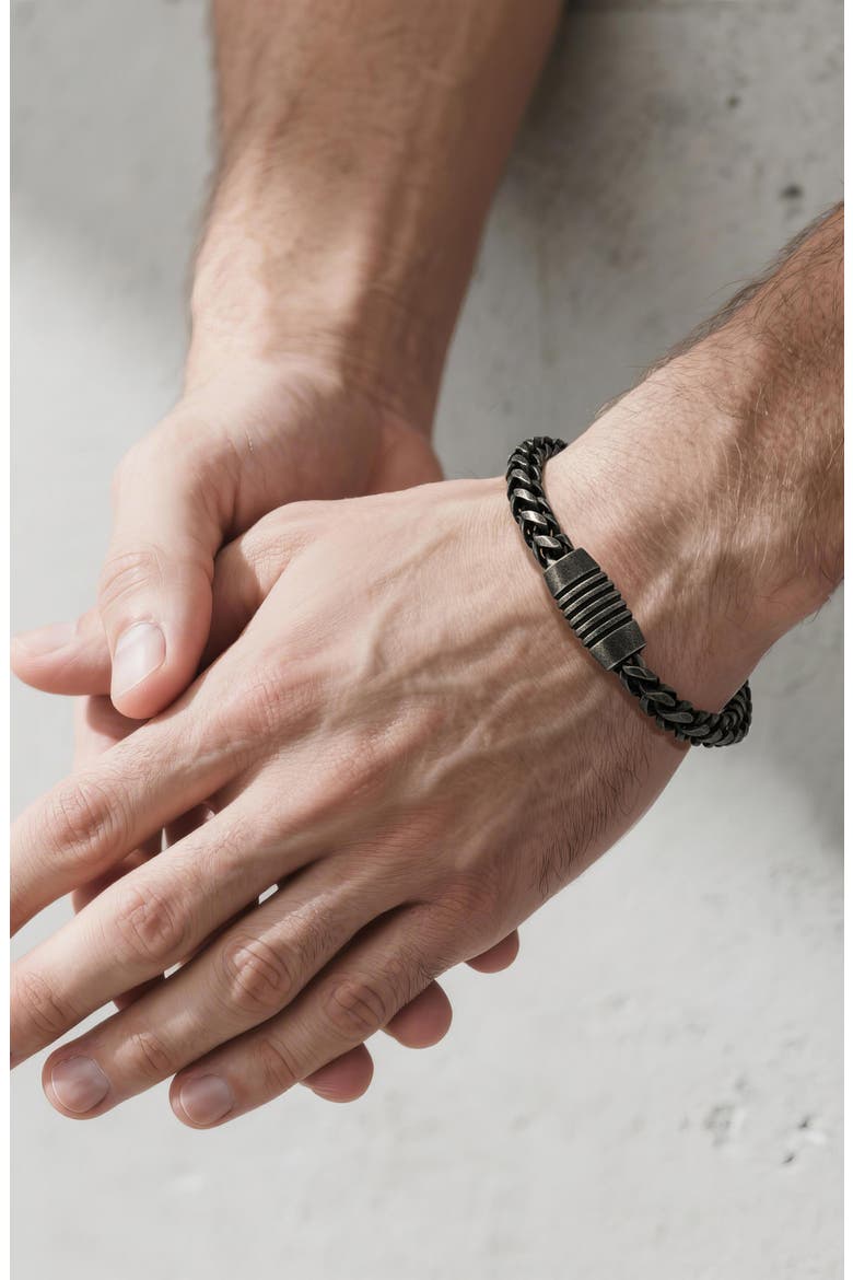 Men's Franco Chain Bracelet, Alternate, color, BLACK