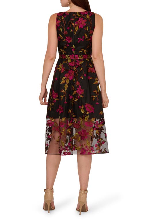 ADRIANNA PAPELL ADRIANNA PAPELL FLORAL EMBOIDERY MIDI DRESS