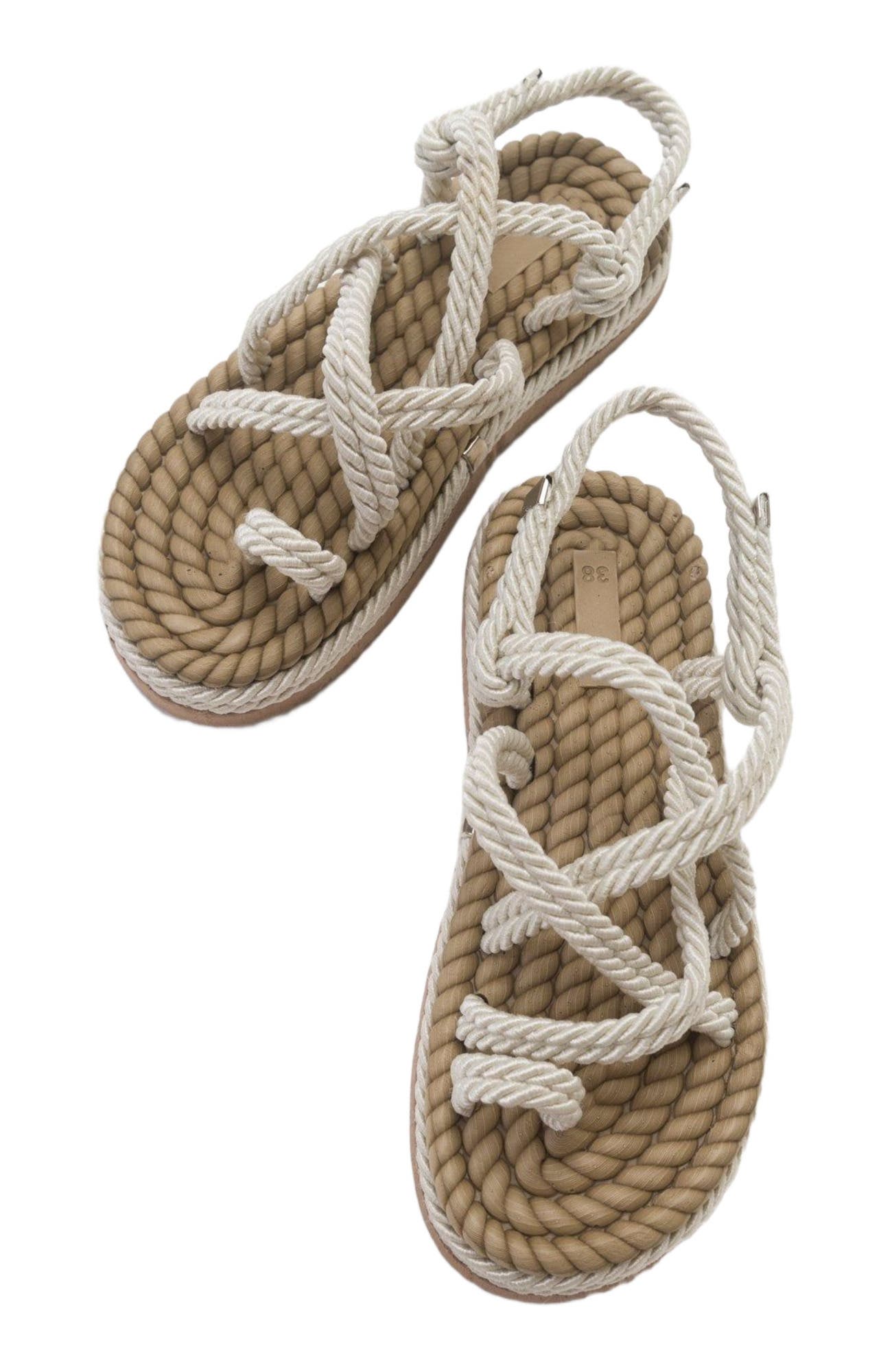 POMA Flat Sandal, Alternate, color, Beige Faux Leather
