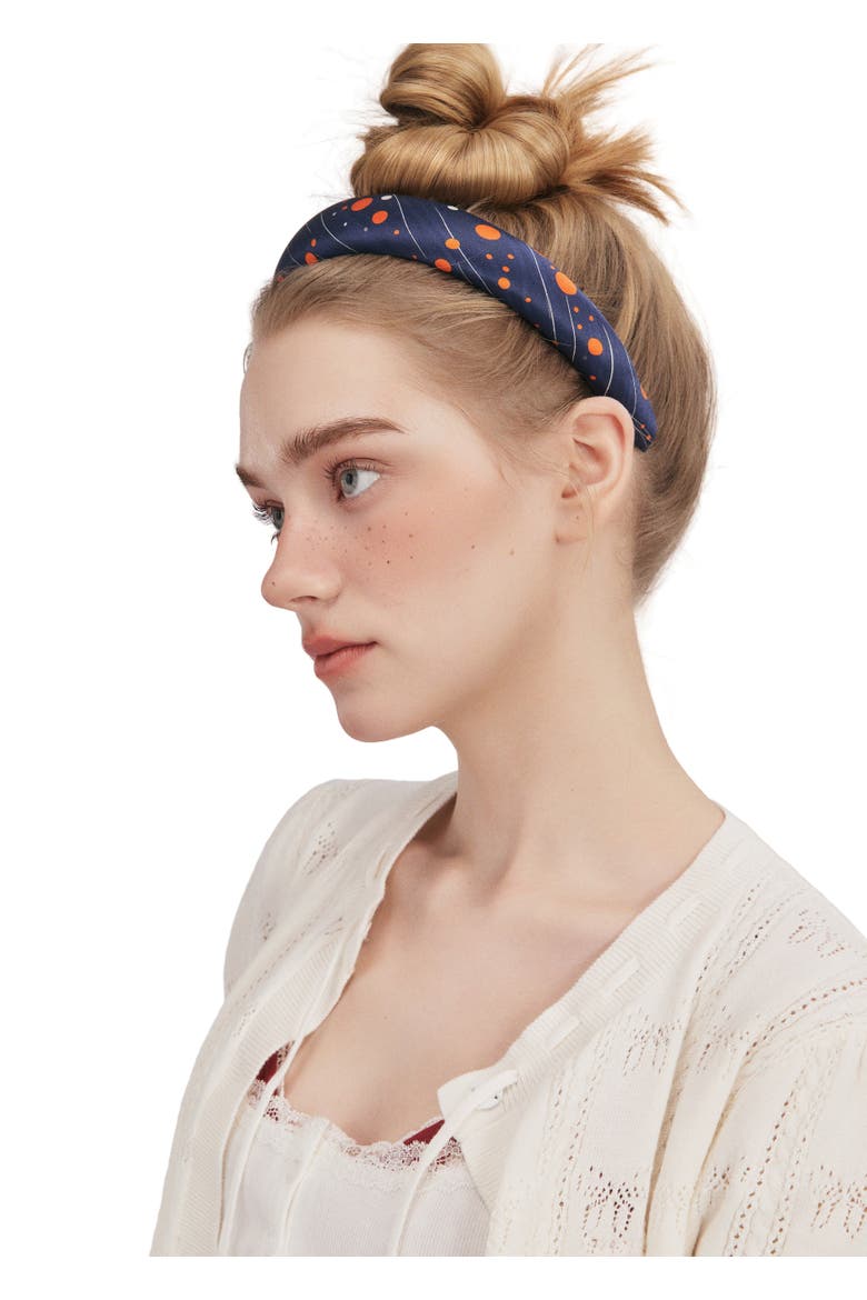 Celestia Dots Silk Headband, Alternate, color, Blue