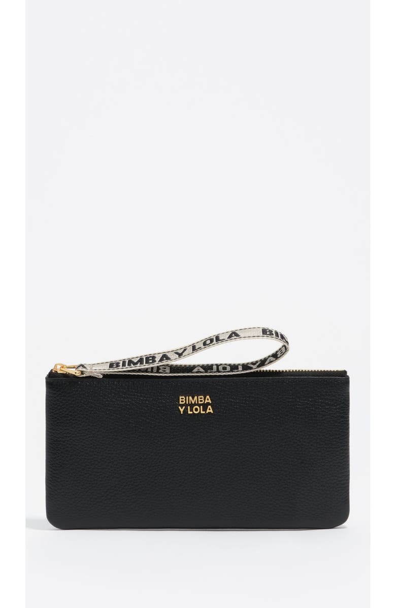 Bimba y Lola Large Leather Coin Purse, Main, color, Black