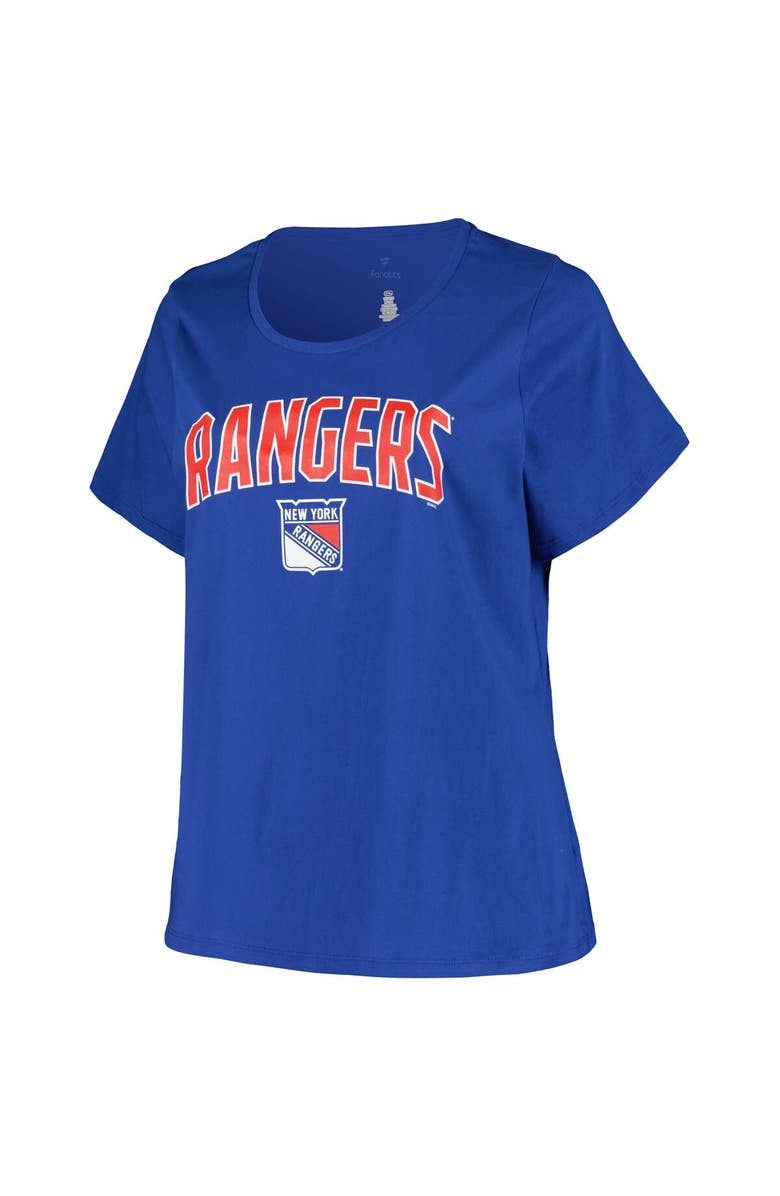 PROFILE Women's Profile Blue New York Rangers Plus Size Arch Over Logo T-Shirt, Alternate, color,