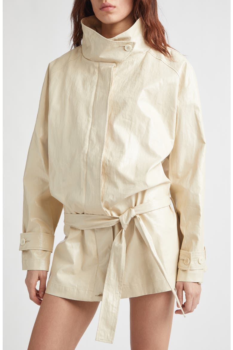 Lebano Coated Linen Coat, Alternate, color, BEIGE