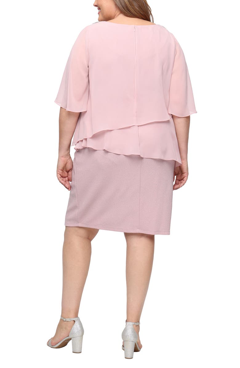 SL FASHIONS Tiered Glitter Chiffon Sheath Dress, Alternate, color, Blush