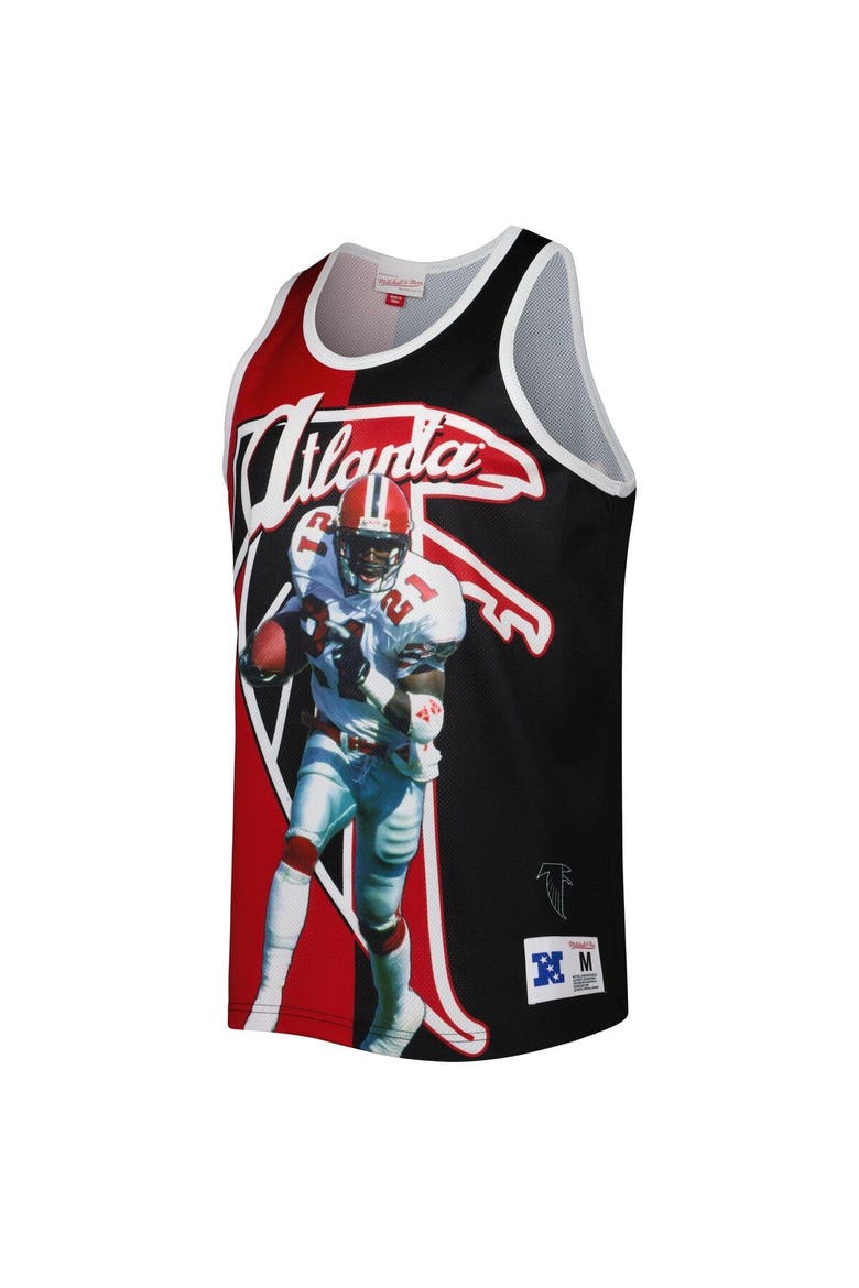 Men's Mitchell & Ness Deion Sanders Red/Black Atlanta Falcons Retired Player Graphic Tank Top, Alternate, color, Red
