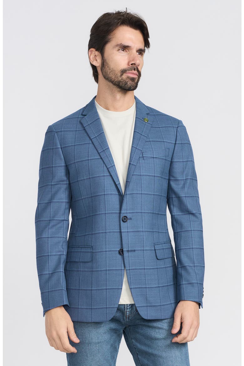 Windowpane Wool Blend Sport Coat, Alternate, color, BLUE