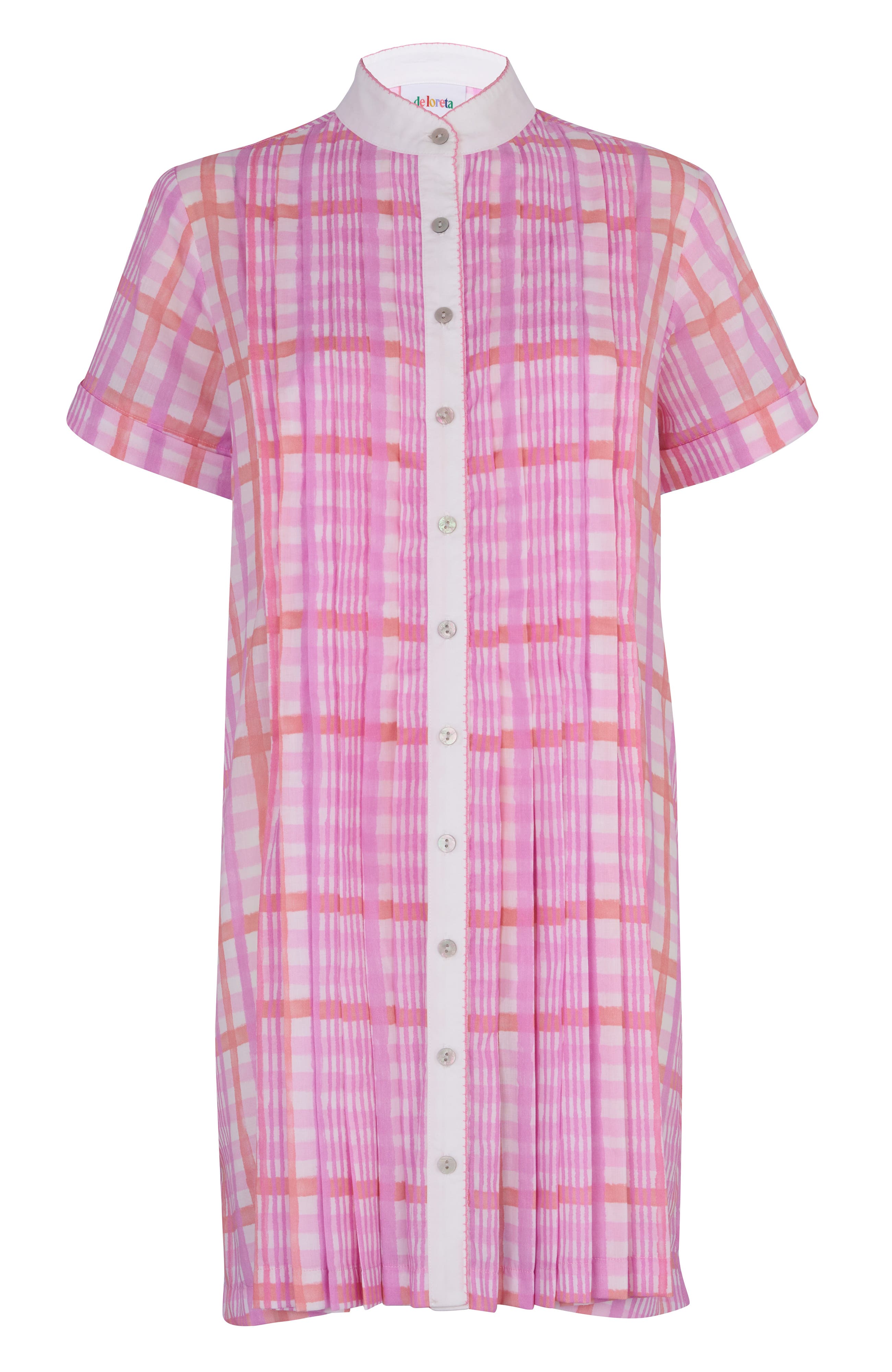 De Loreta Azulejo Short Sleeve Cotton Mini Shirtdress (Women) | Nordstrom