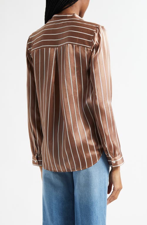 L Agence Tyler Blouse In Chocolate Malt/ecru Stripe