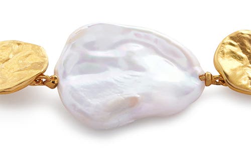 Monica Vinader Gold Capri Keshi Pearl Disc Bracelet Pearl In 18k Gold Vermeil
