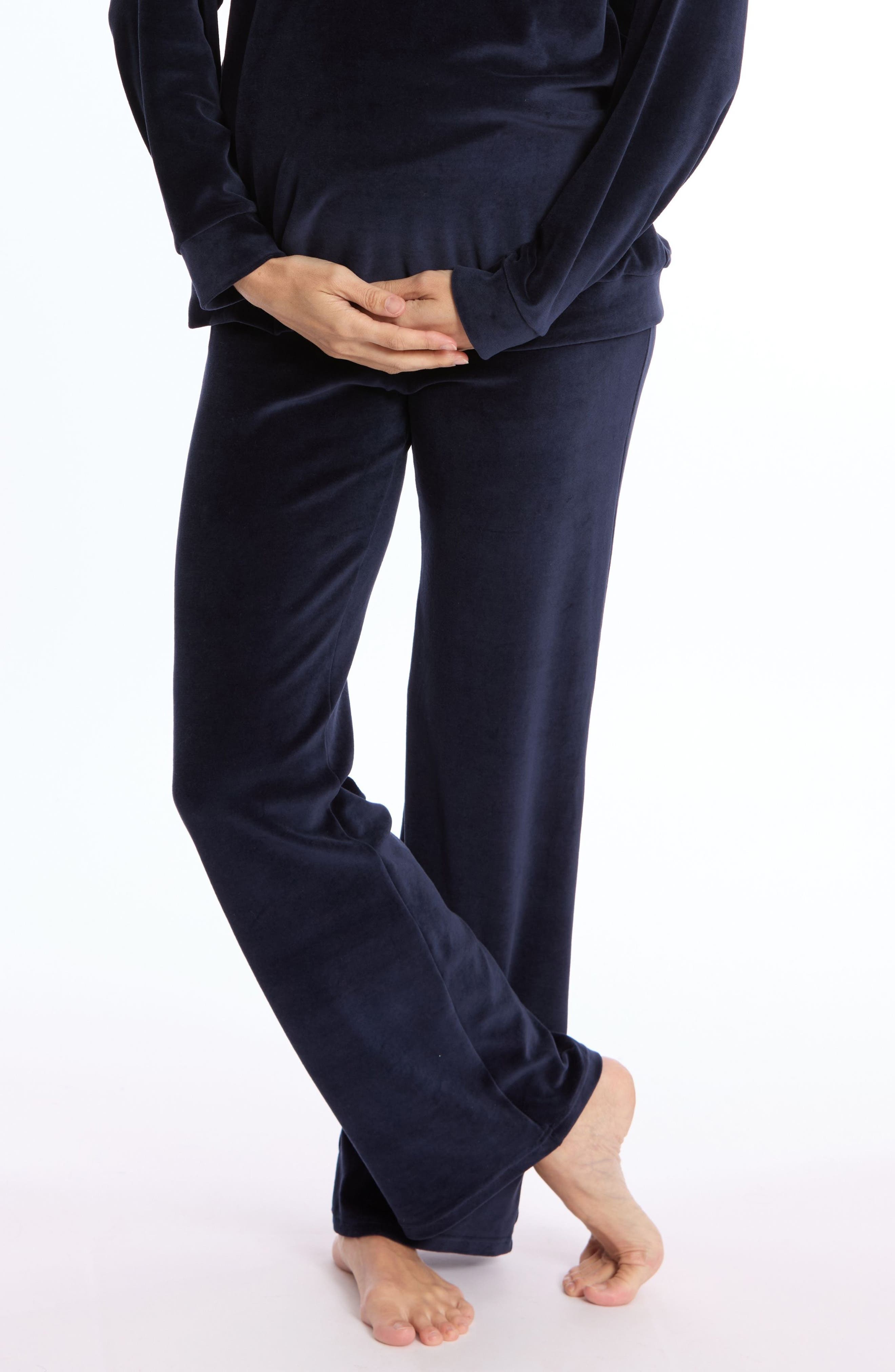 Cache Coeur Enzo Velour Maternity Sleep Pants in Marine 
