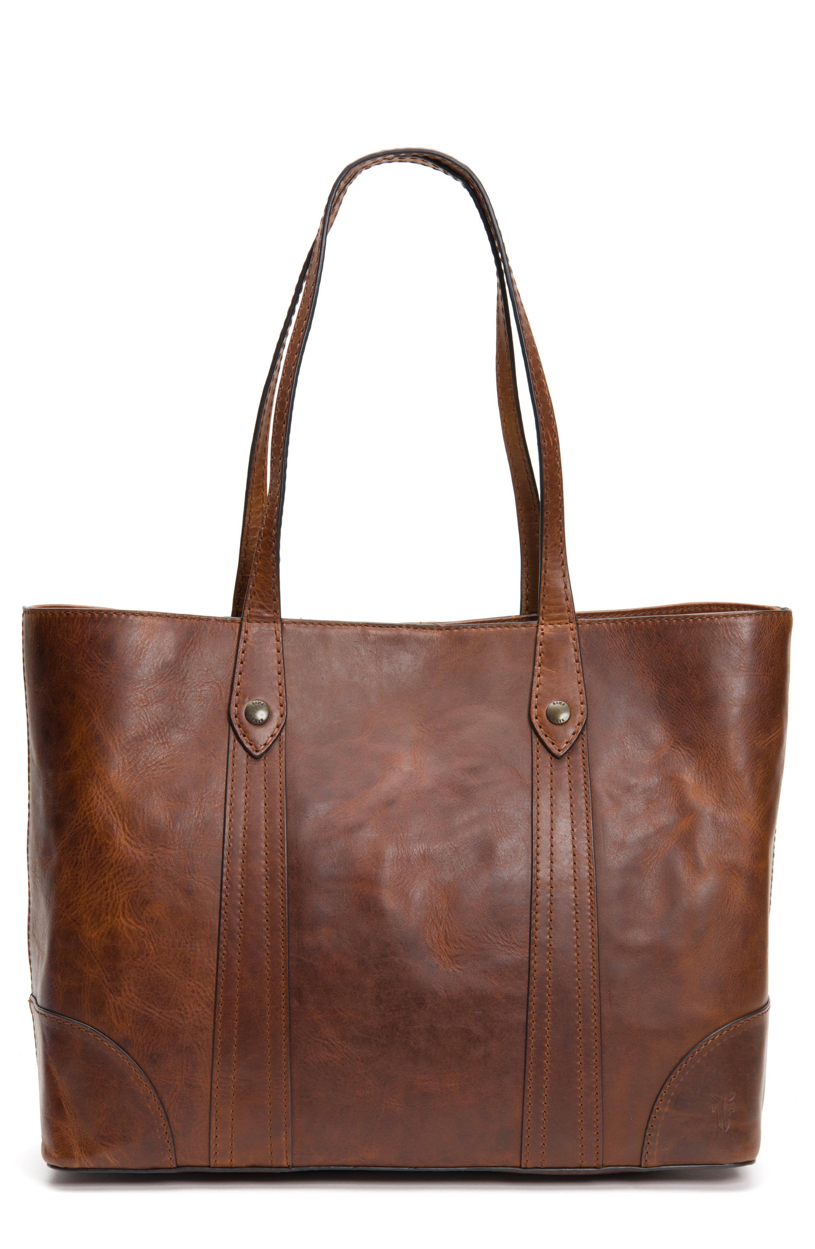 Frye Melissa Leather Shopper, Main, color, Cognac
