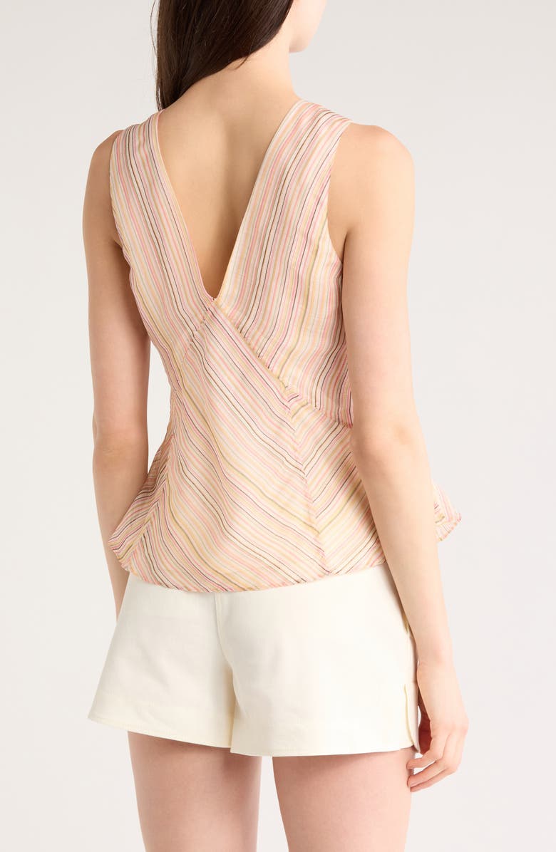 Derek Lam 10 Crosby Alix Stripe Sleeveless Linen & Silk Top, Alternate, color, Peach Multi