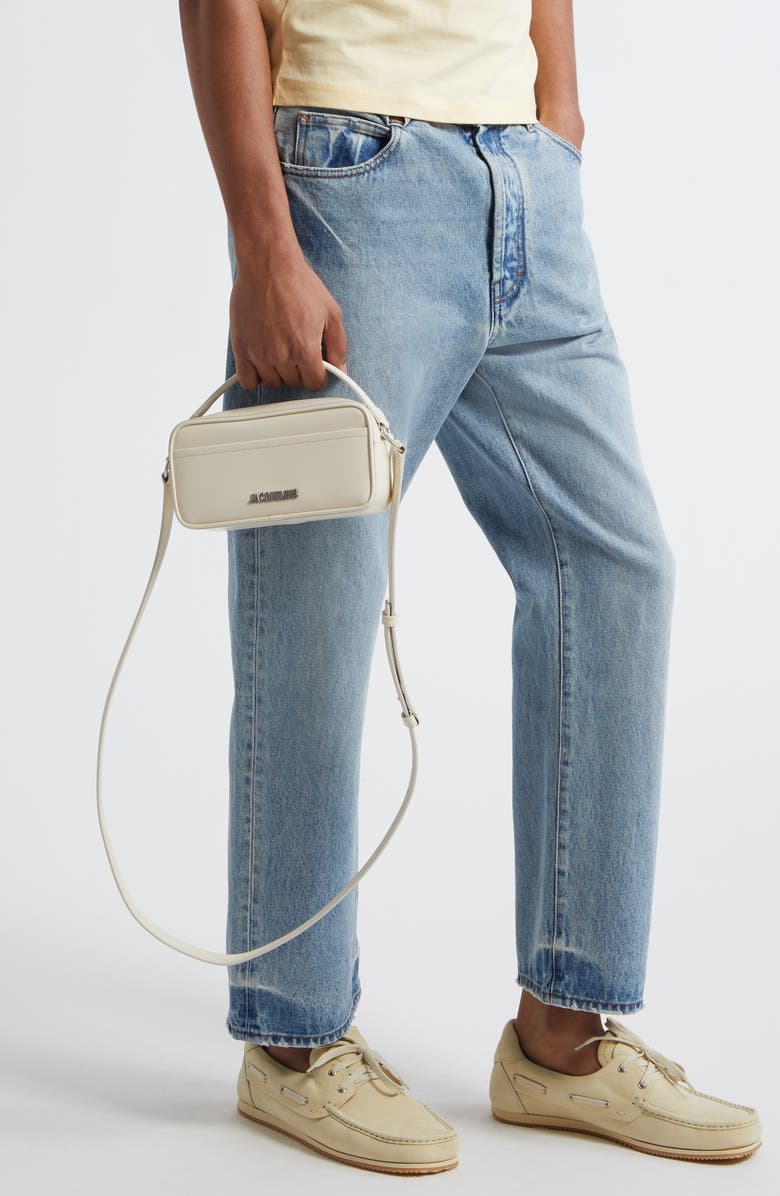 Jacquemus Le Baneto Leather Camera Bag, Alternate, color, Ivory