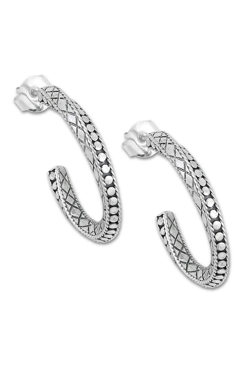 Bali Dot Twisted Hoop Earrings, Main, color, SILVER