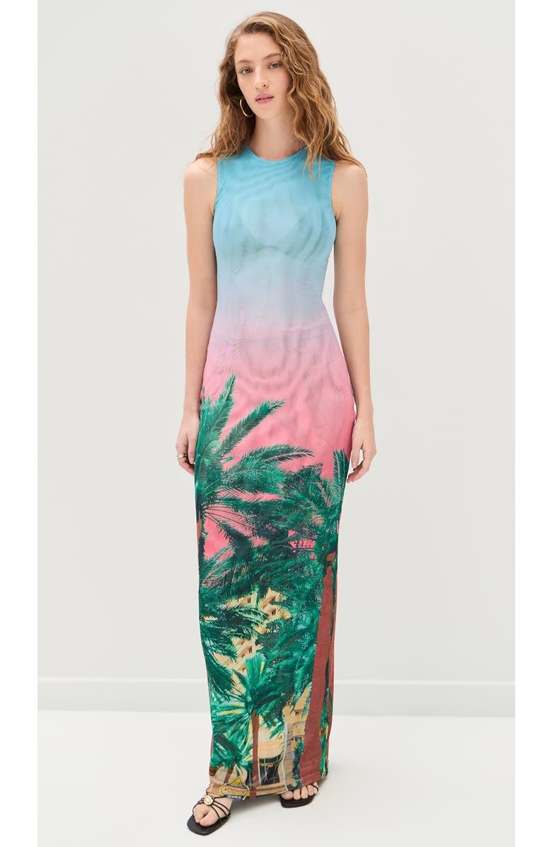 Dur Doux Miami Maxi Dress, Alternate, color, Miami Palm Print