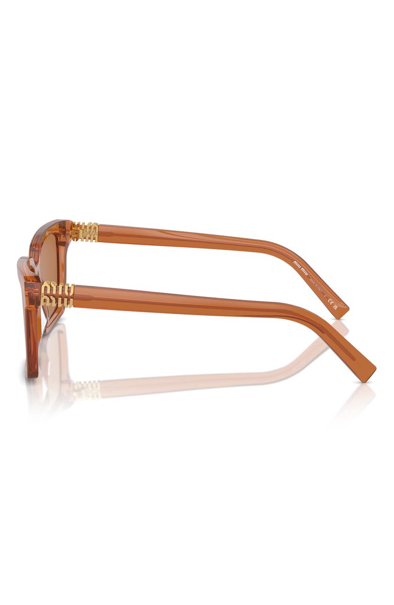 Miu Miu 55mm Rectangular Sunglasses, Alternate, color, Brown