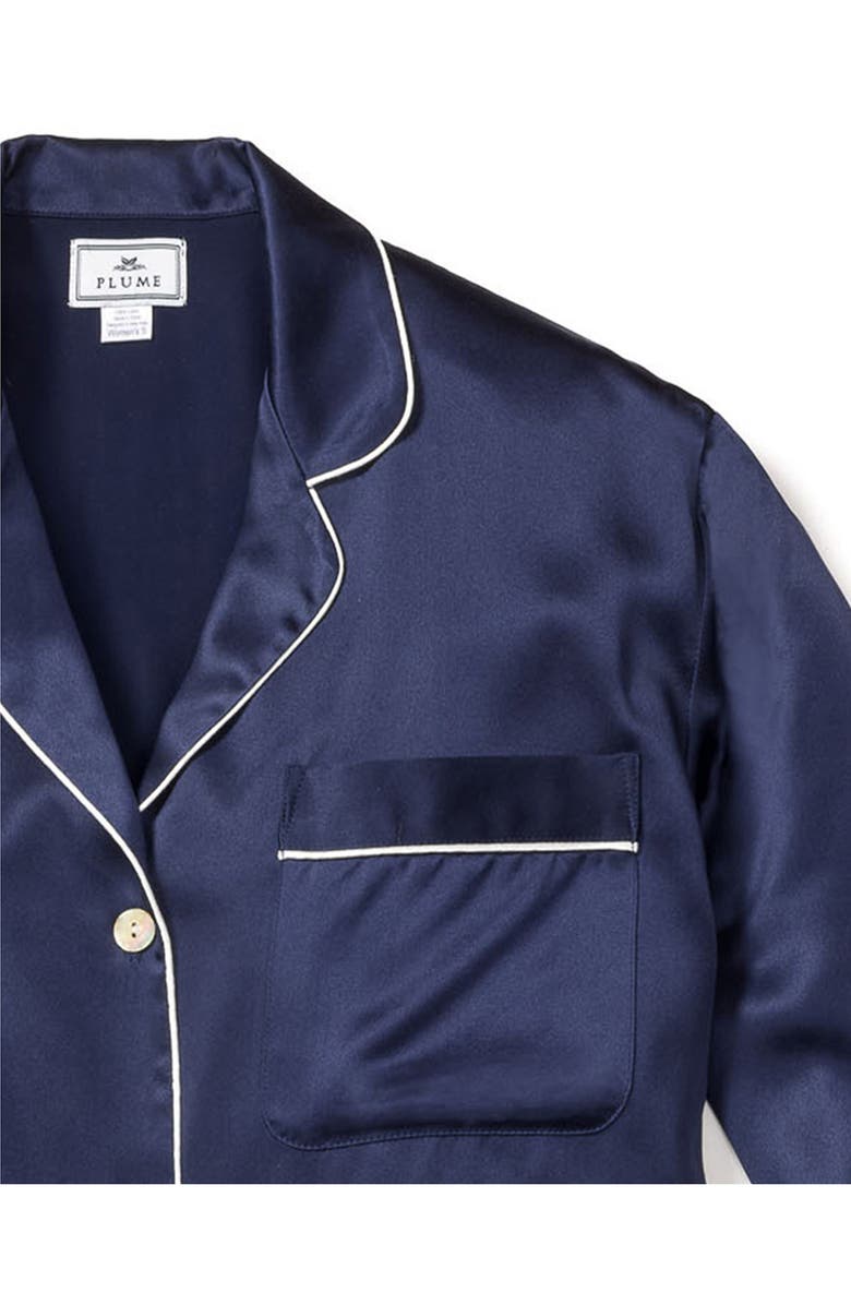 Petite Plume Piped Silk Pajamas, Alternate, color,