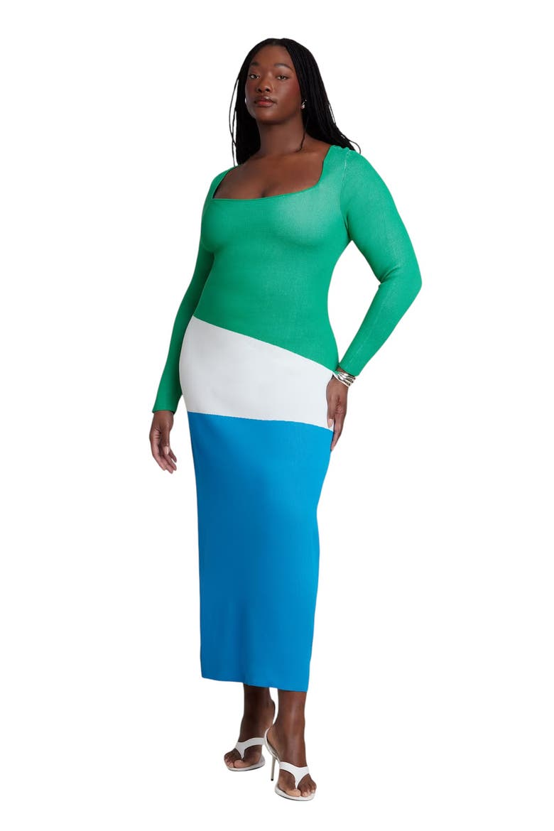 Asymmetrical Stripe Sweater Dress, Main, color, CALIENTE