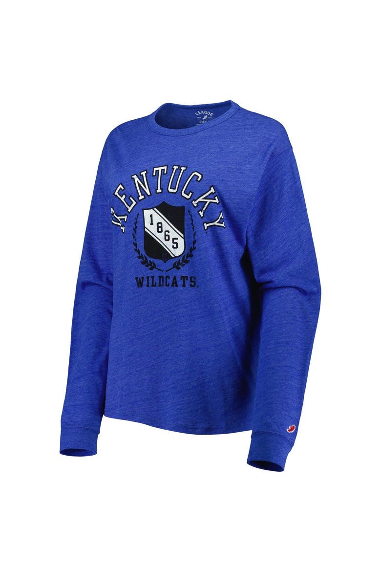 Women's League Collegiate Wear Heathered Royal Kentucky Wildcats Team Seal Victory Falls Oversized Tri-Blend Long Sleeve T-Shirt, Alternate, color, Heather Royal