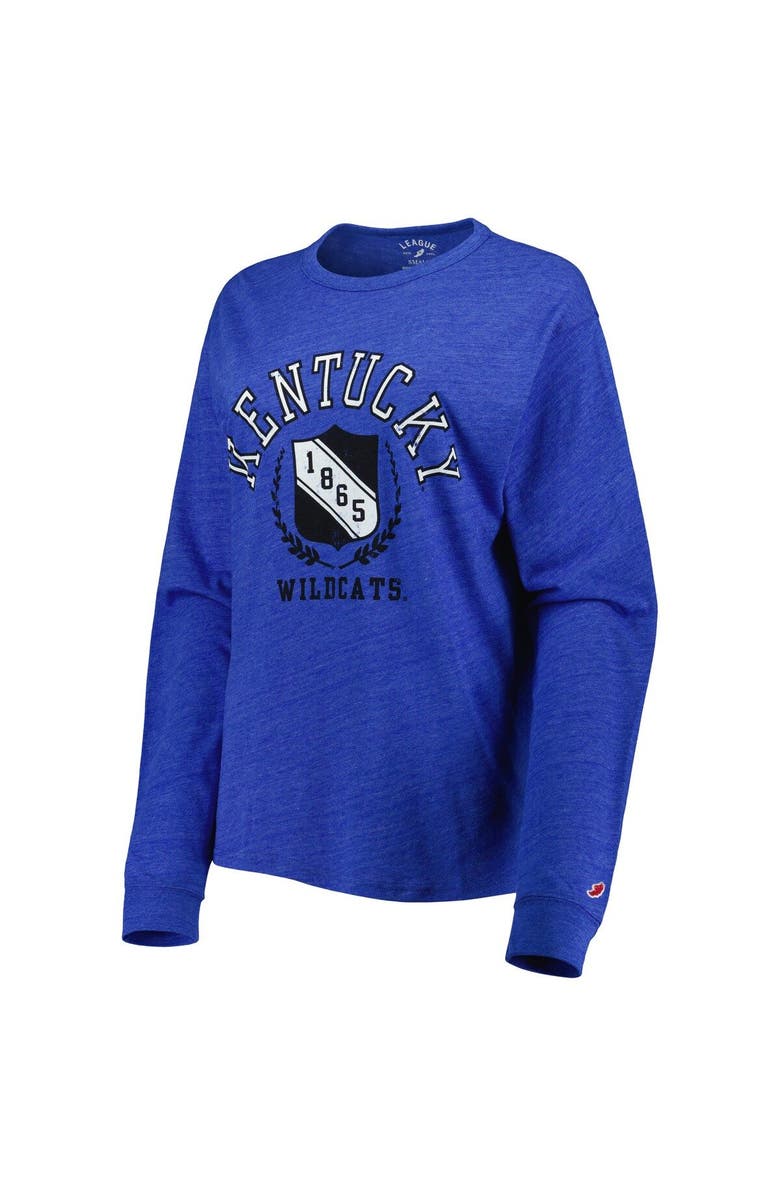 LEAGUE COLLEGIATE WEAR Women's League Collegiate Wear Heathered Royal Kentucky Wildcats Team Seal Victory Falls Oversized Tri-Blend Long Sleeve T-Shirt, Alternate, color, 