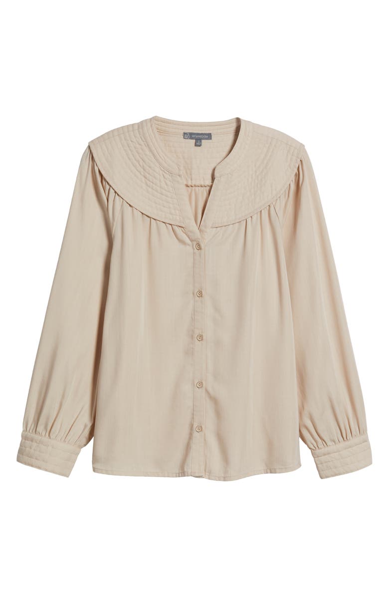 Wit & Wisdom Split Neck Balloon Sleeve Top, Alternate, color, Macademia