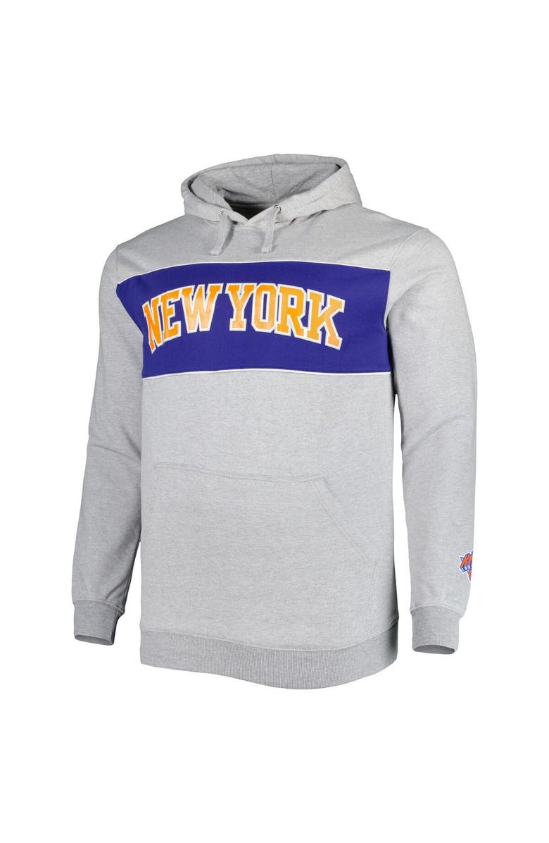 FANATICS Men's Fanatics Branded Heather Gray New York Knicks Big & Tall Wordmark Pullover Hoodie, Alternate, color, Heather Gray