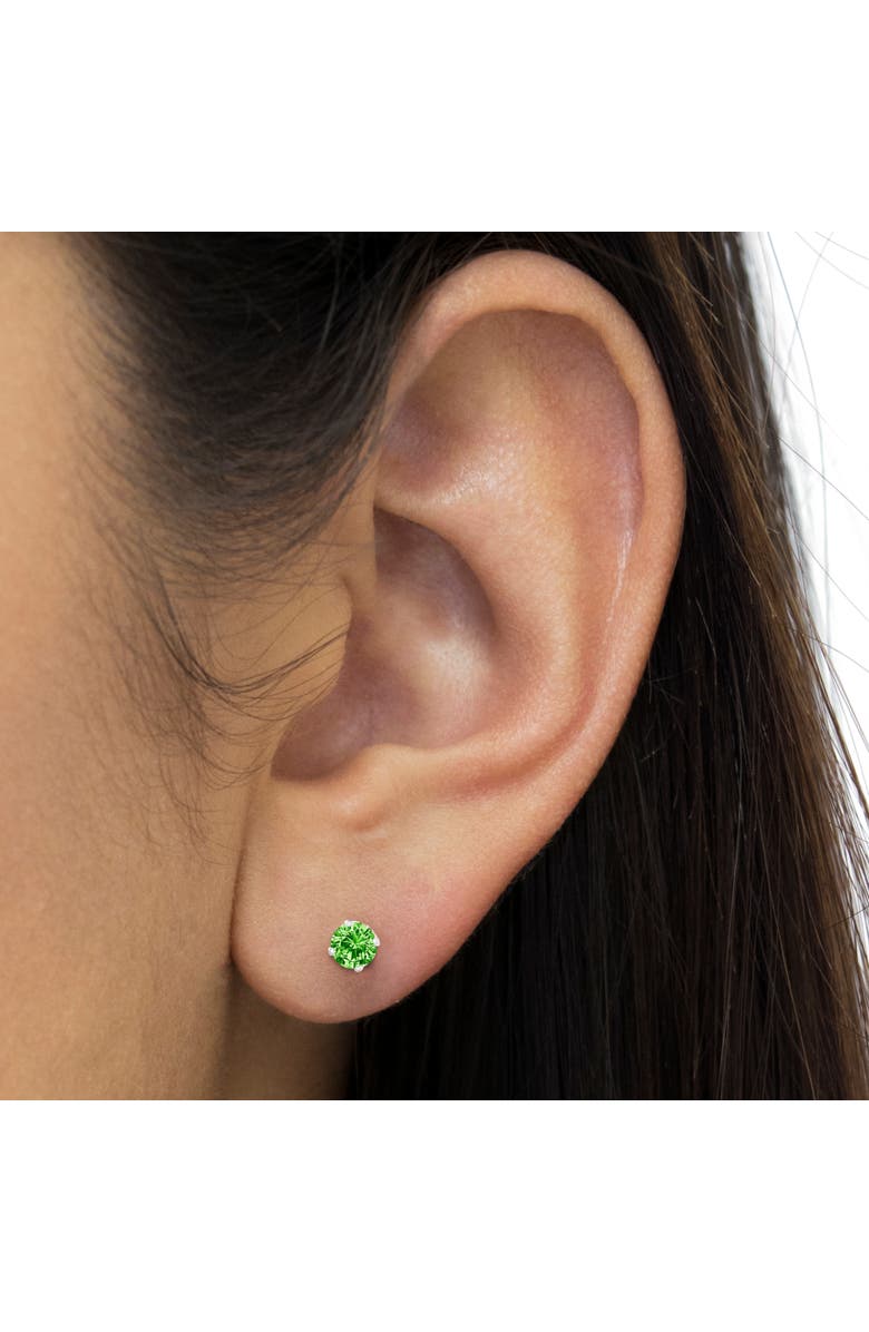Haus of Brilliance Silver 1/5 Ct Green Diamond Classic Stud Earrings, Alternate, color, White