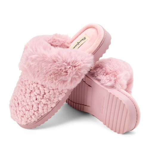 Dearfoams Womens Claire Cable Knit Chenille Clog House Slipper In Pink
