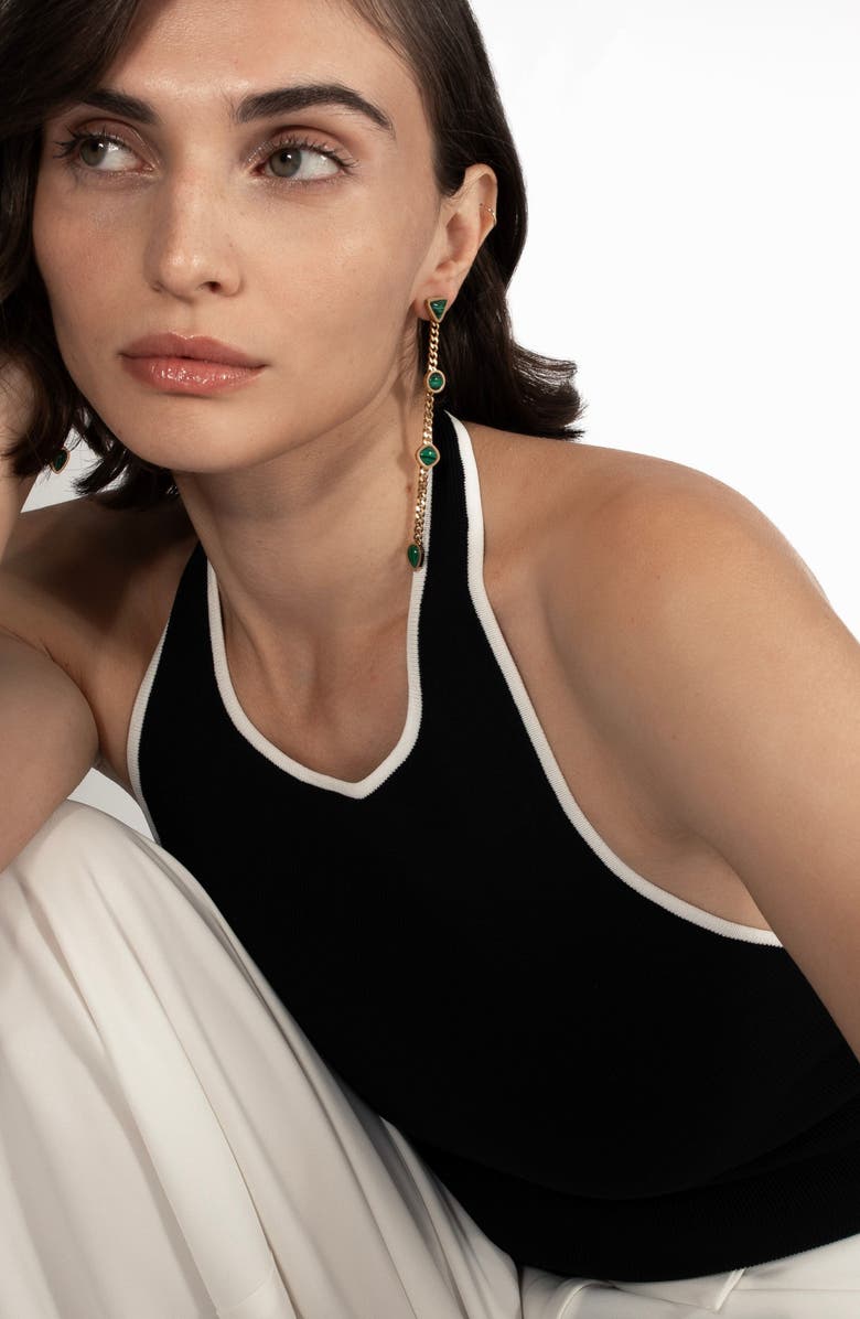 st. Moran Malachite Station Drop Earrings, Alternate, color, Green