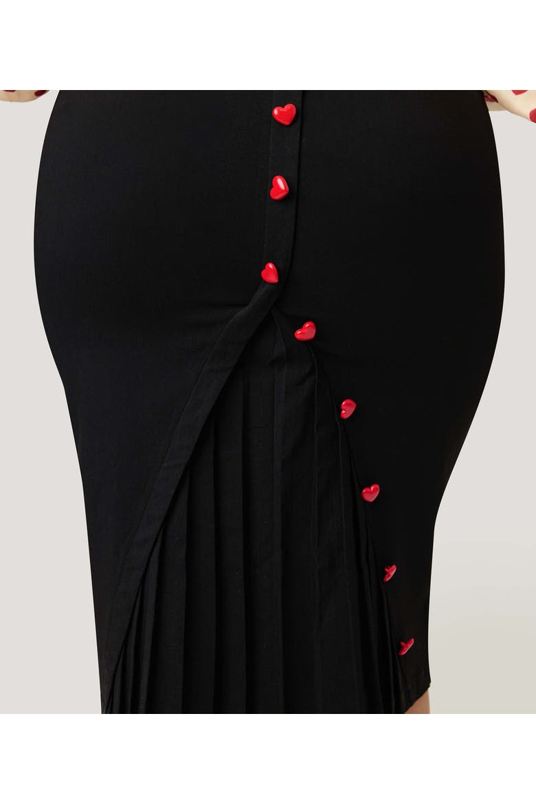 Plus Size Back Pleat Pencil Skirt, Alternate, color, Black Solid
