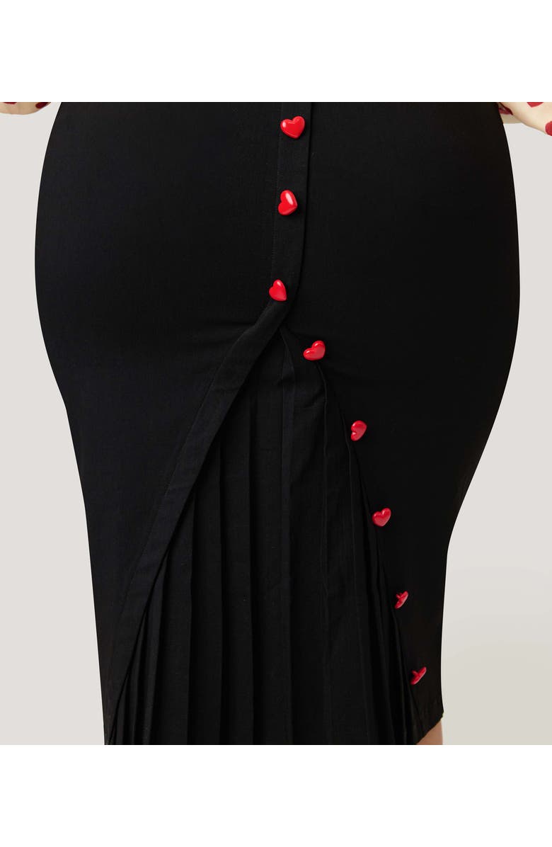 Unique Vintage Plus Size Back Pleat Pencil Skirt, Alternate, color, Black Solid