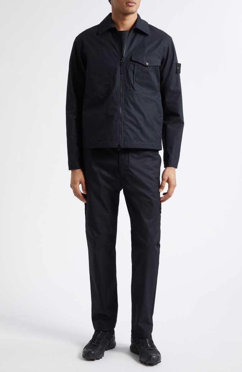 Stone Island Cotton Straight Leg Pants, Alternate, color, Black