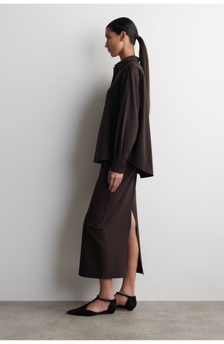COS Pima Cotton-Jersey Shirt, Alternate, color, Dark Brown