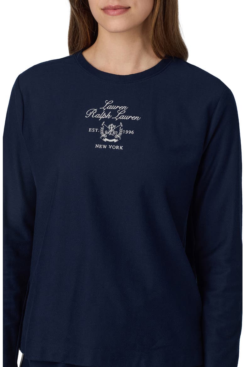 Long Sleeve Crewneck Pajama Set, Alternate, color, NAVY