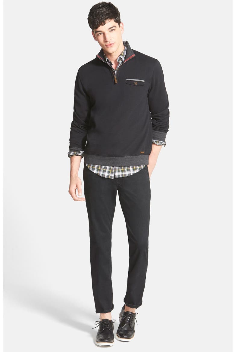 'Newbevy' Quarter Zip Sweatshirt, Alternate, color, BLACK