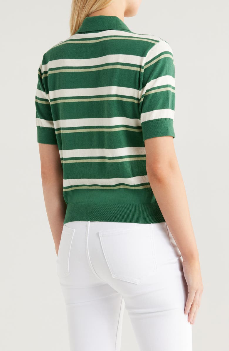 Pistola Drea Stripe Cotton Sweater Polo, Alternate, color, Emerald Stripe