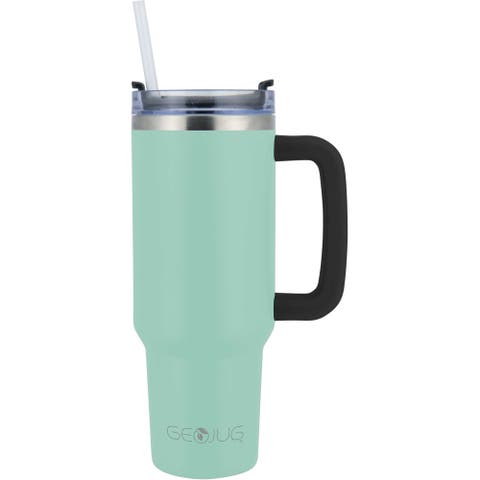 Insulated Stainless Steel Tumbler Cup with Handle, Lid, and Straw