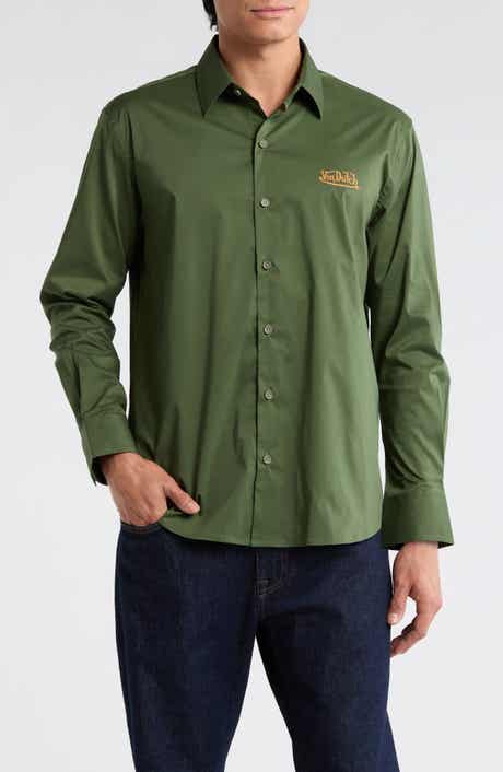 Von Dutch Logo Solid Button-Up Shirt
