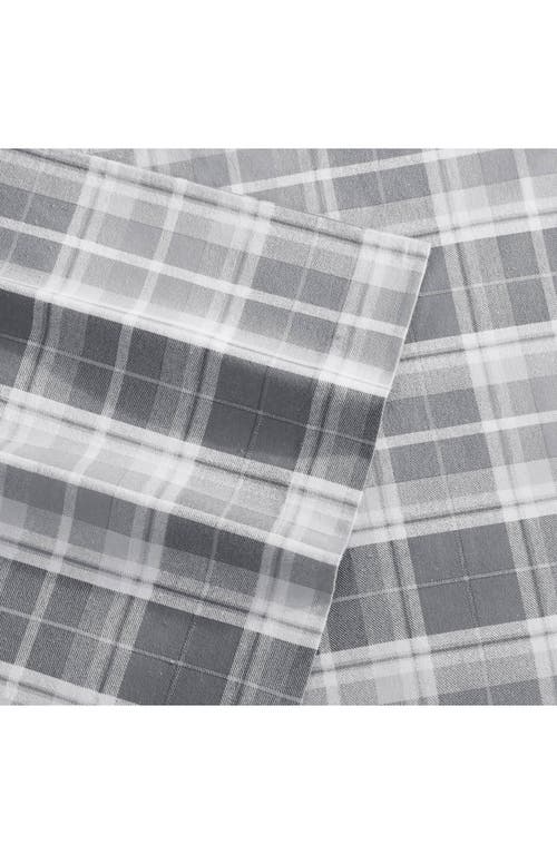 Laura Ashley Mulholland Plaid Cotton Flannel Sheet Set In Grey