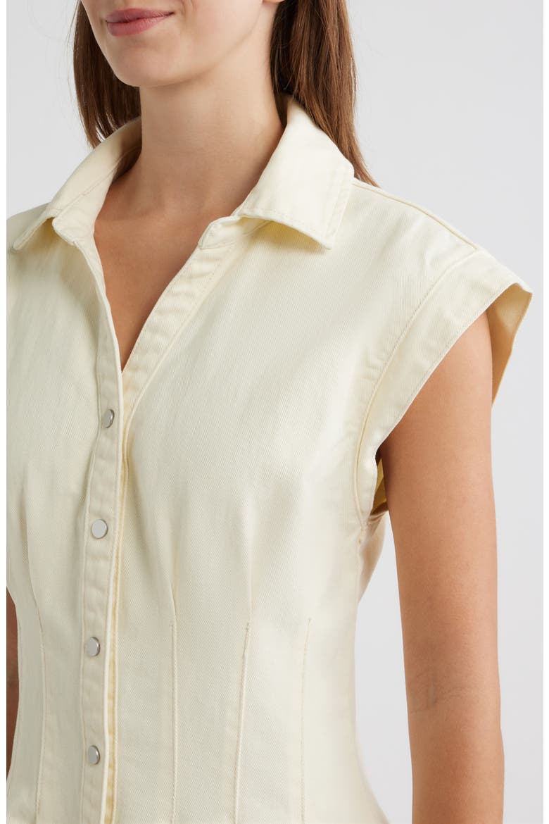 Edie Pleat Waist Denim Shirtdress, Alternate, color, ECRU