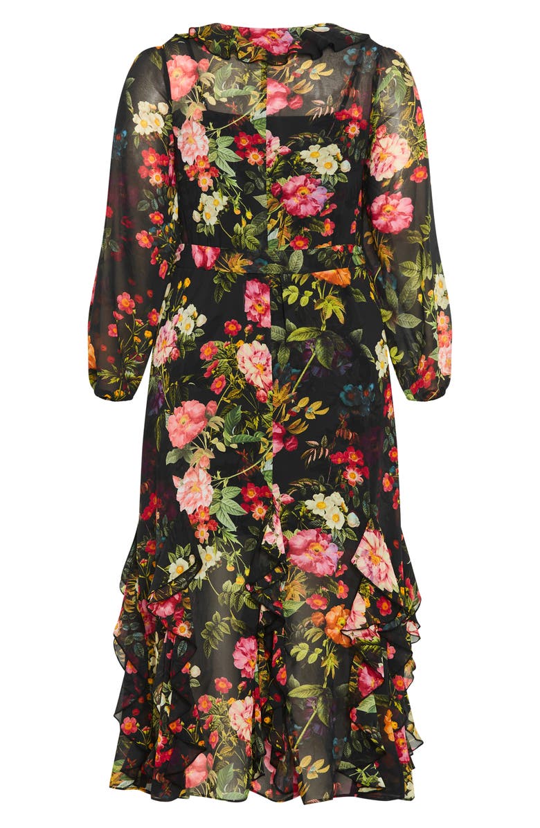 City Chic Bridgette Ruffle Long Sleeve Maxi Dress, Alternate, color, 