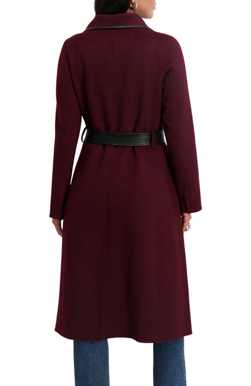 Tahari Juliette Wool Blend Coat In Burgundy