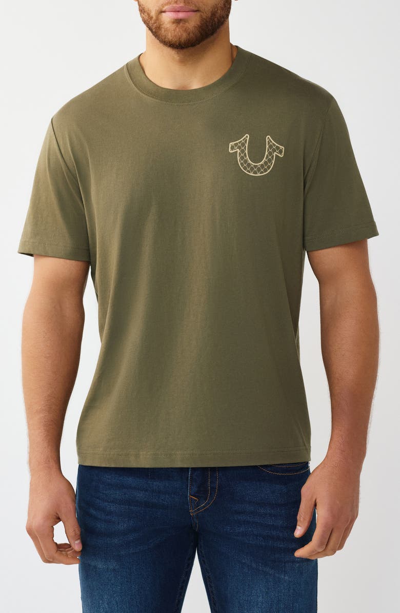 True Religion Horseshoe Buddha Graphic T-Shirt, Alternate, color, Kalamata