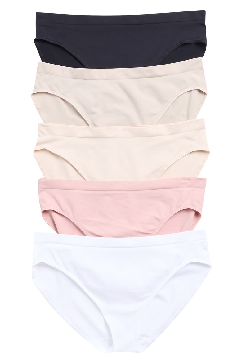 Soft Smoothing Seamless 5-Pack Assorted Briefs, Main, color, CRYSTAL GRAY/ SHADOW ROCK