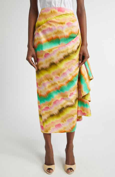 Lela Rose Sunset Ruffle Detail Cotton Poplin Pencil Skirt