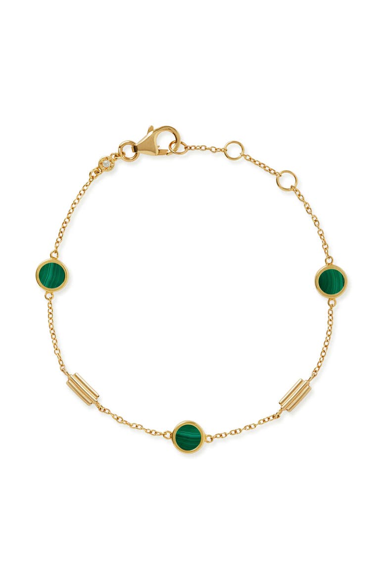 Gold Stilla Malachite Station Bracelet, Main, color, Malachite