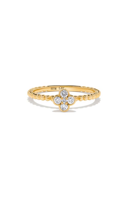 H.j. Namdar 14k Yellow Gold Diamond Clover Beaded Band Ring In Gold