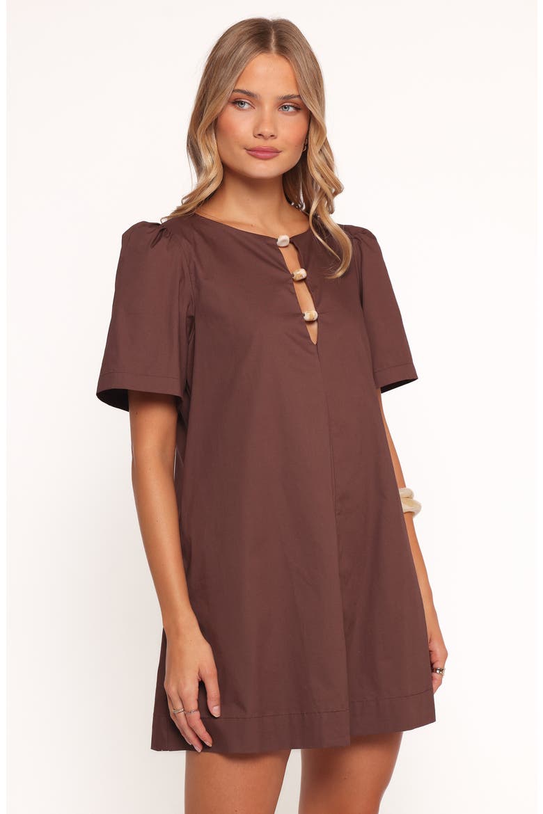 Lirael Puff Sleeve Shift Minidress, Alternate, color, ESPRESSO