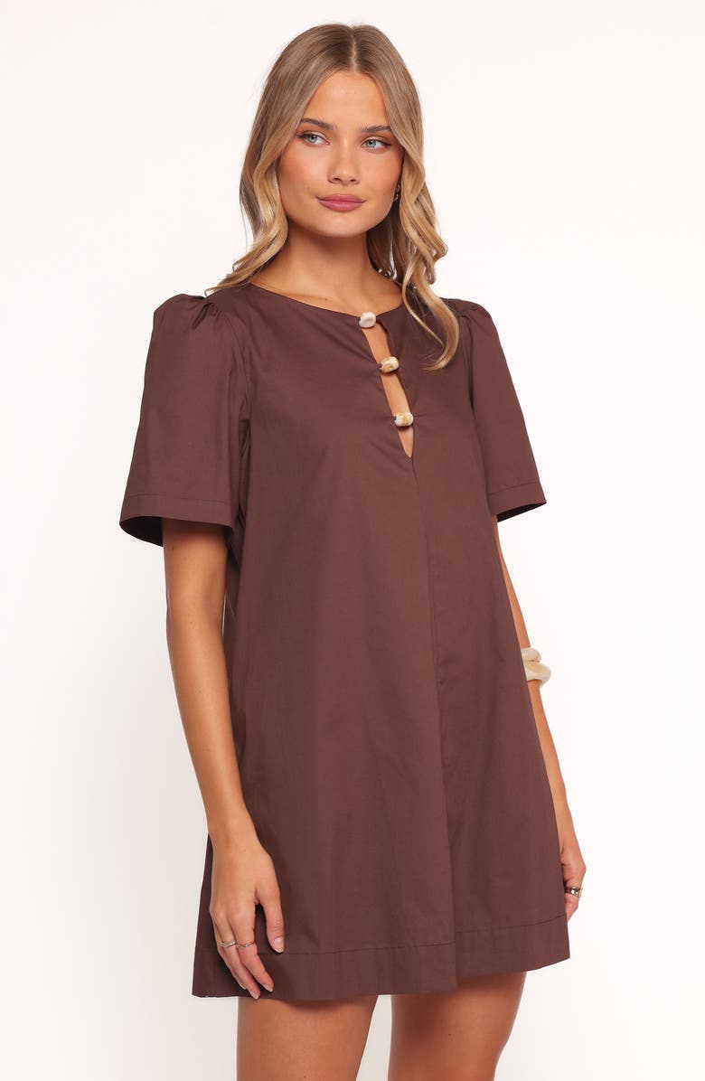 Petal & Pup Lirael Puff Sleeve Shift Minidress, Alternate, color, Espresso
