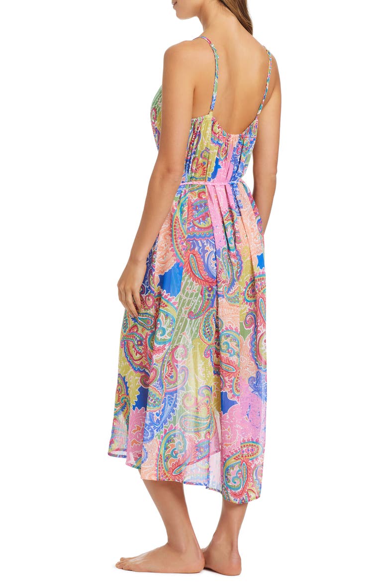 Paisley Print Off the Shoulder Cover-Up Dress, Alternate, color, MULTI
